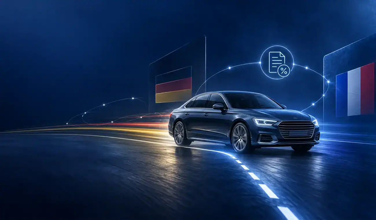 Company car between France and Germany illustrating cross-border VAT issues